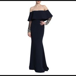 Badgley mischka beaded sleeve gown